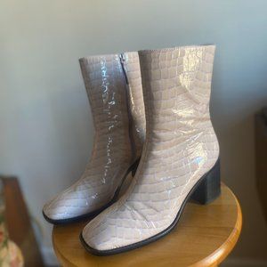 Intentionally Blank Lilac Snakeskin Print Contour Boots